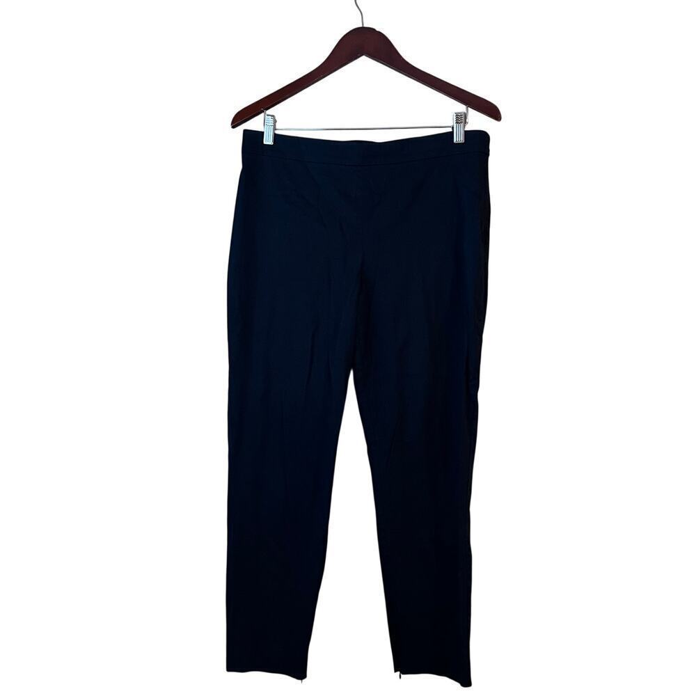 Theory Women’s Navy Blue Cotton Slim Leg Ankle Pant Dress Zip Hem 12 - Picture 1 of 7